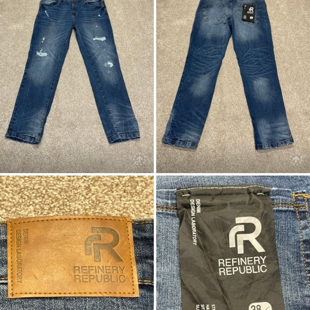 Refinery republic mens distress jean sz 38x32 refinery Denim Design Stretch nwot